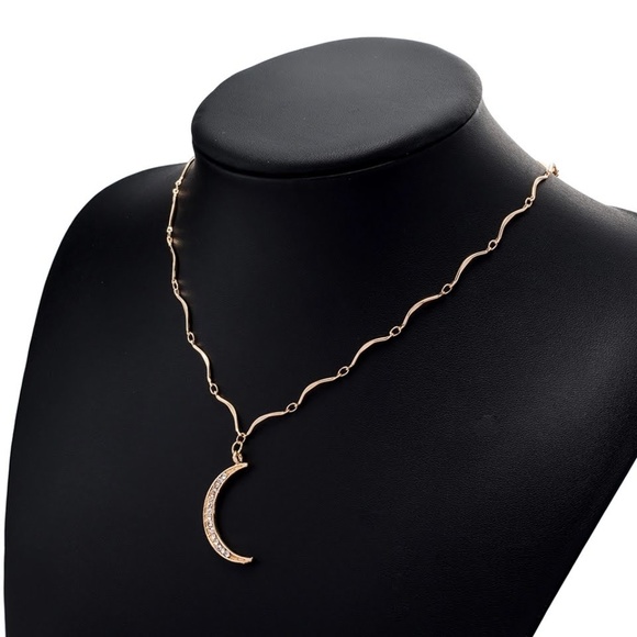 5 for $25 Crystal Studded Moon Pendant Necklace - Picture 5 of 6